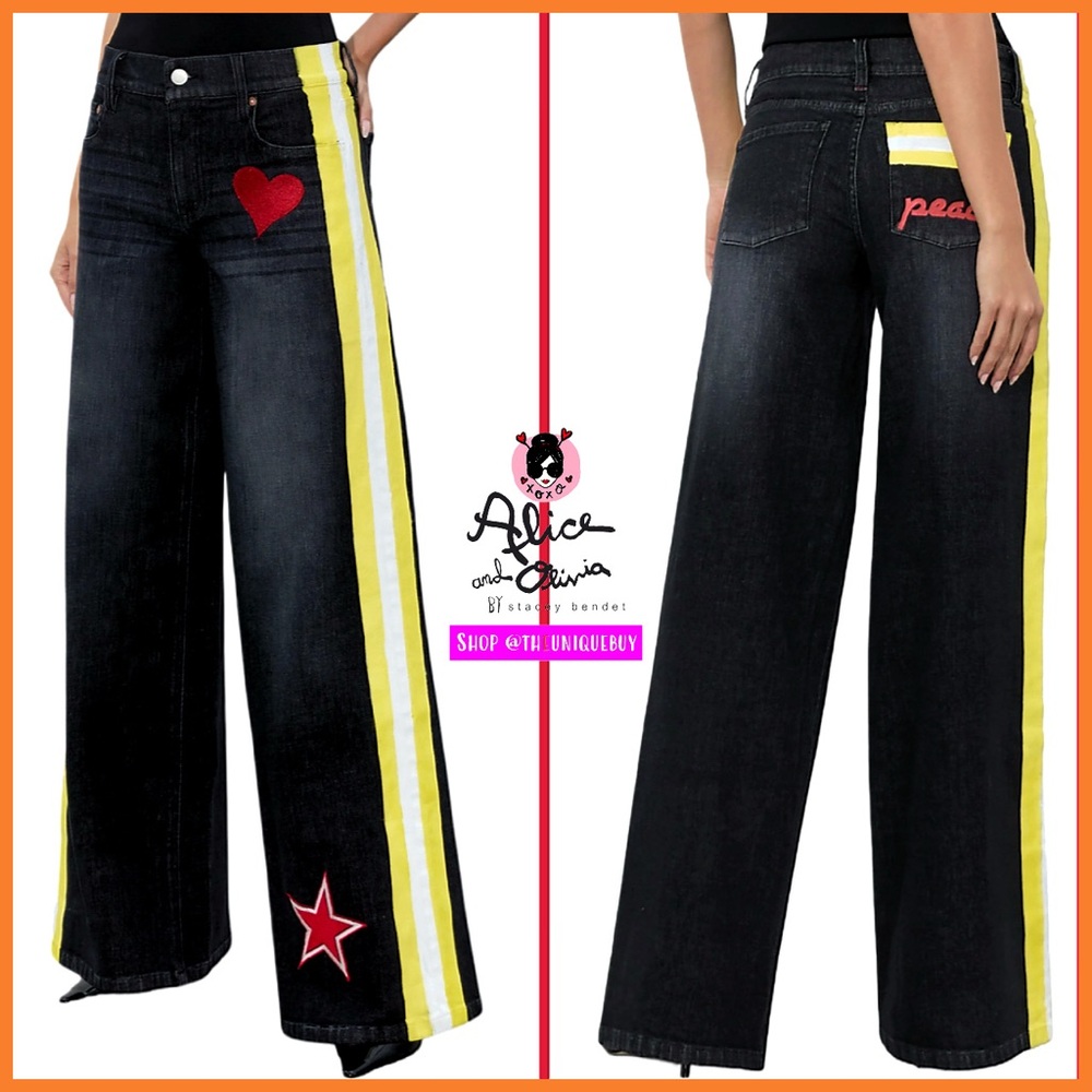 Alice + Olivia Trish Wide Leg Multi Jeans